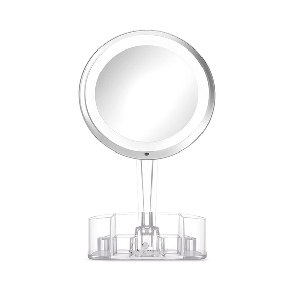 Magnifying Cosmetic Touch Light Mirror With Storage Base
