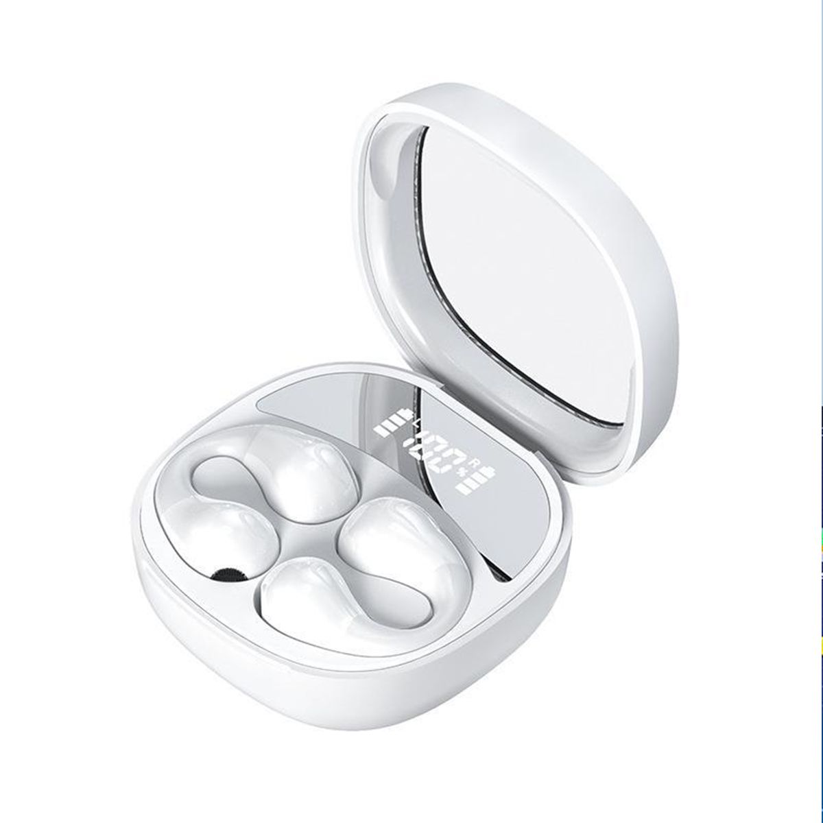 Bluetooth Earbuds BT5.3 Esports Headphones with Mic Digital Screen - White