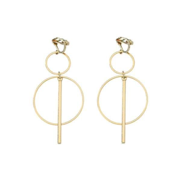 Women's Geometric Double Circle Drop And Dangle Earrings - Gold