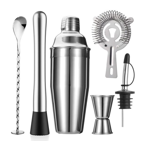 6 Piece Cocktail Shaker Set 750ml Shaker Filter Stirrer