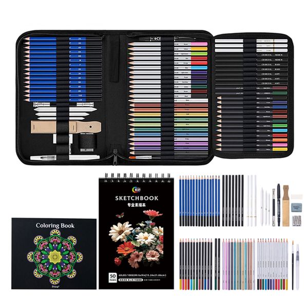 76PCS Professional Sketch&amp;Charcoal Pencil Bag Set Arts&amp;Drawing Oil Based