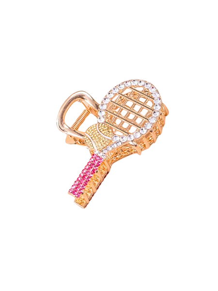Luxury Racket Hair Claw Clip - Crystal Rhinestone Gold