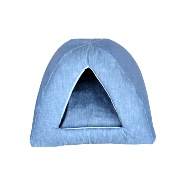 Lazy Bonezz Denim Cat Camper Foam Bed