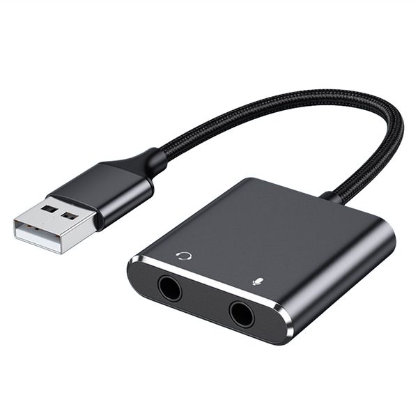 USB External Sound Card Adapter with Headphone &amp; Microphone Jack