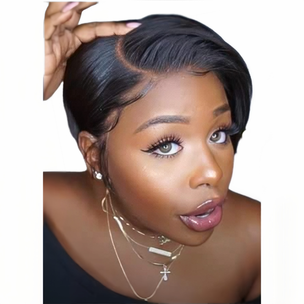 Deer Bob Cut Straight Pixie Wig Brazilian Human Hair 13x4 Full Frontal Wig