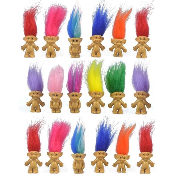 Mini Troll - Novelty Colourful Vintage Mini Long Hair Doll 2.5cm - 18 Piece