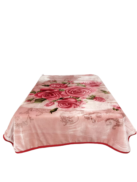 Red, Pink Polyester Flowers All Queen Blanket