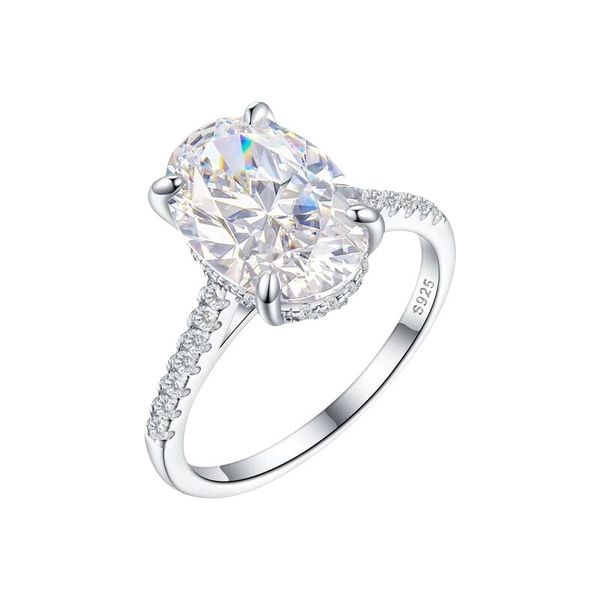 925 Silver 5.5ct CZ Ring - Oval 5A Ice Cut Princess Zircon Ring for Women
