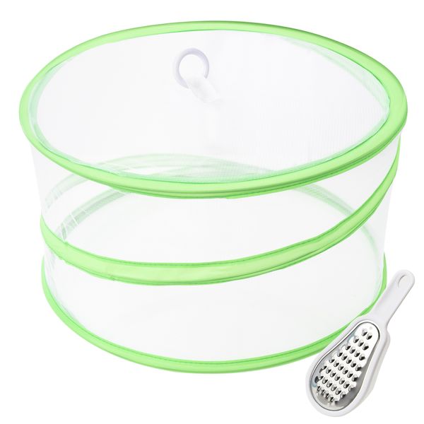 Collapsible Round Mesh Food Cover &amp; Mini Grater with Container