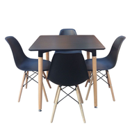 Square Table with 4 Chairs - Black