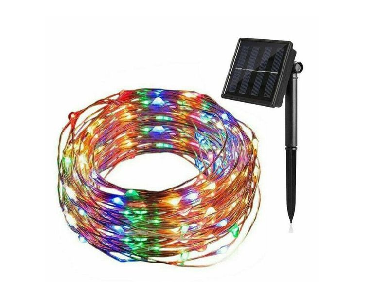 Solar Powered 10M Multicolor Decorative Copper String Lights 100Bulbs