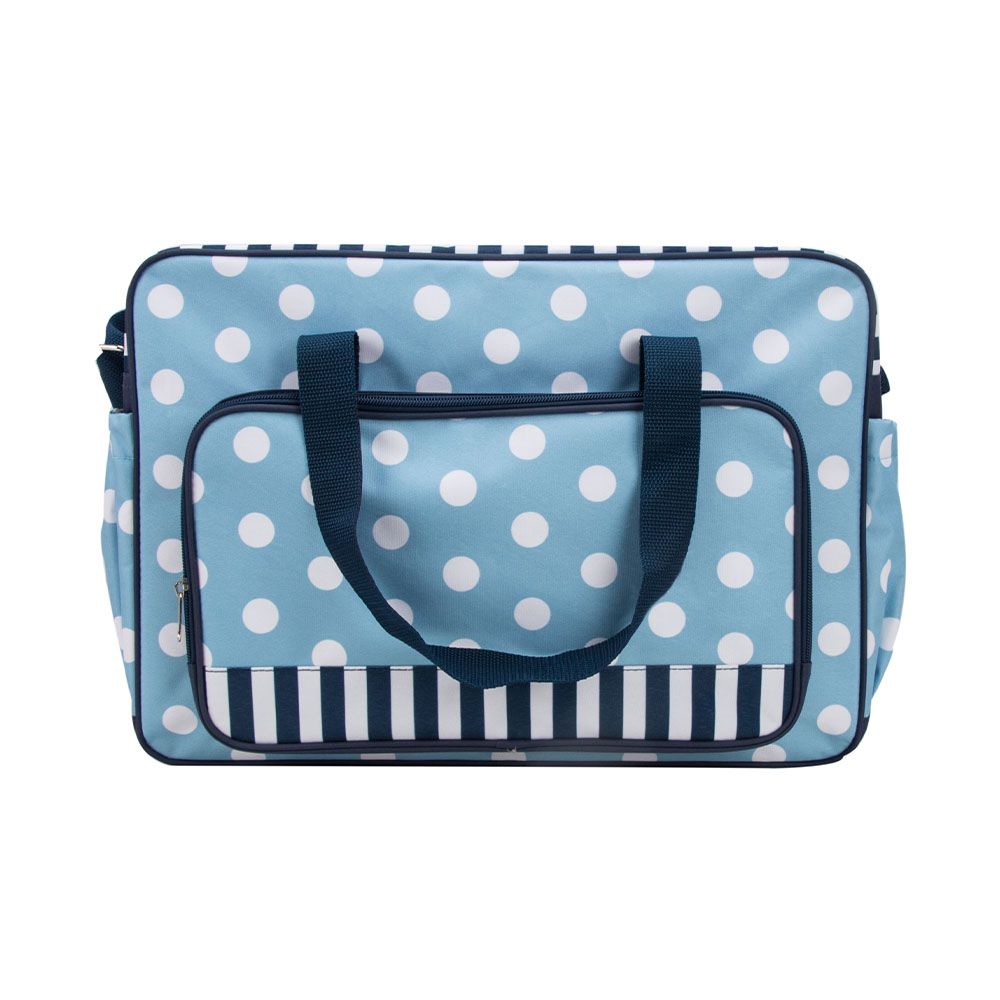 Baby Diaper Bag With Changing Mat Blue & White Dot Print Buy Online