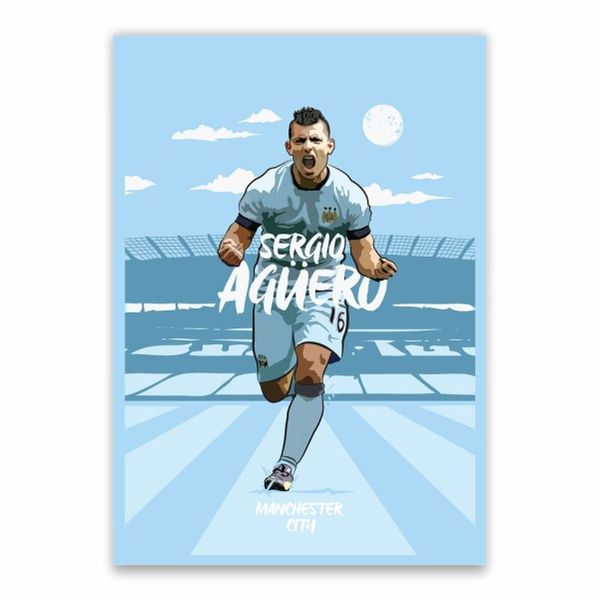 Sergio Aguero Blue Moon Poster - A1