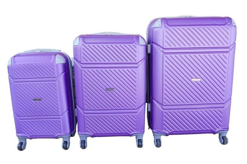 Purple ABS 3-Piece Luggage Set - Hard Shell, Spinner Wheels, Lightweight