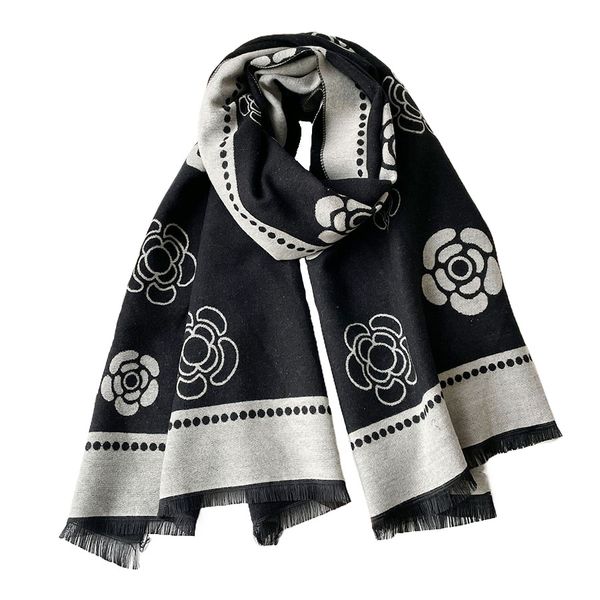 Winter high-end thickened printed warm women's scarf