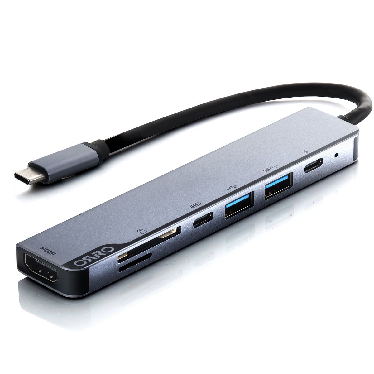 ORRO 7-in-1 Type-C Hub - 40Gbps Thunderbolt, HDMI, USB C, USB A, SD/TF