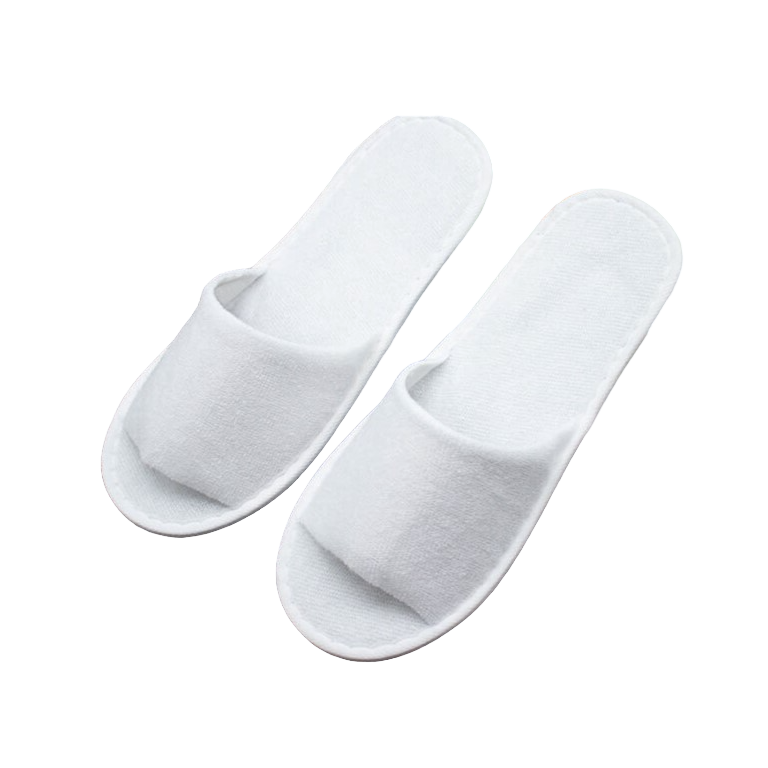 Disposable Hotel / Spa Open Toe Toweling Slippers - White (Pack of 20)