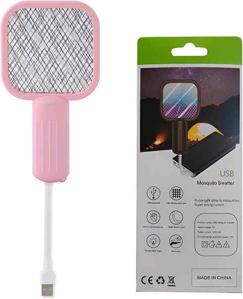 2-in-1 USB Rechargeable Electric Mosquito Swatter with UV Light Trap