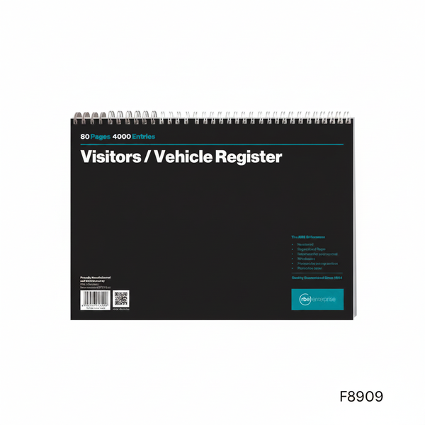 A4 Spiral-Bound Visitor and Vehicle Register Book - 80 Pages