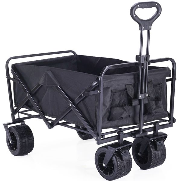 Outdoor Wagon Trolley Collapsible Cart Utility Wagon with 2 Lockable Wheels