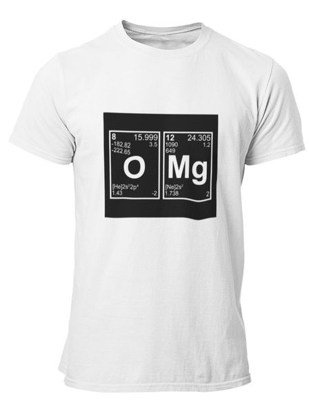 PepperSt Mens White T-Shirt - OMg Periodic Table