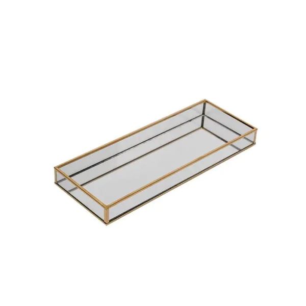 Cosmetic Tray, Glass, Gold - 320mm x 120mm x 30mm
