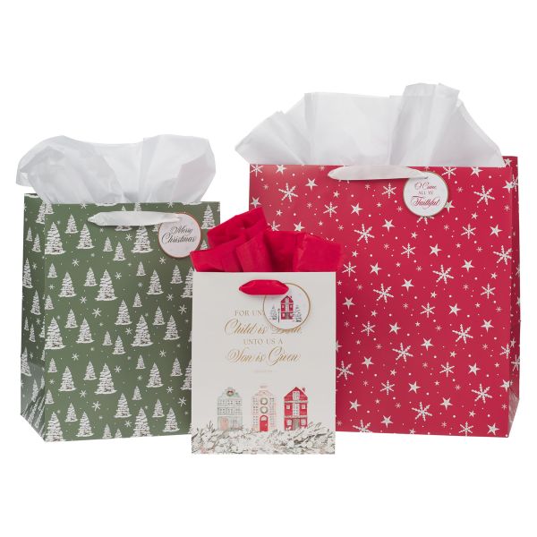Three-Piece Gift Bag Set - Home for Christmas