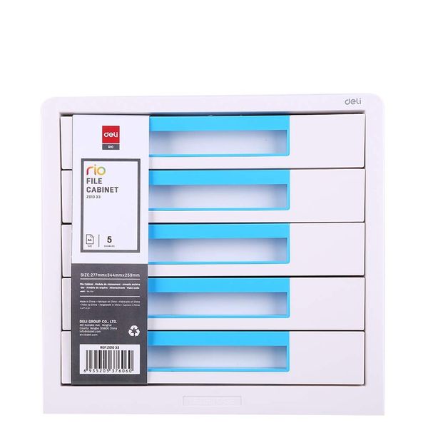Deli Rio Series 5 Drawers File/Documents Organizer Cabinet-blue