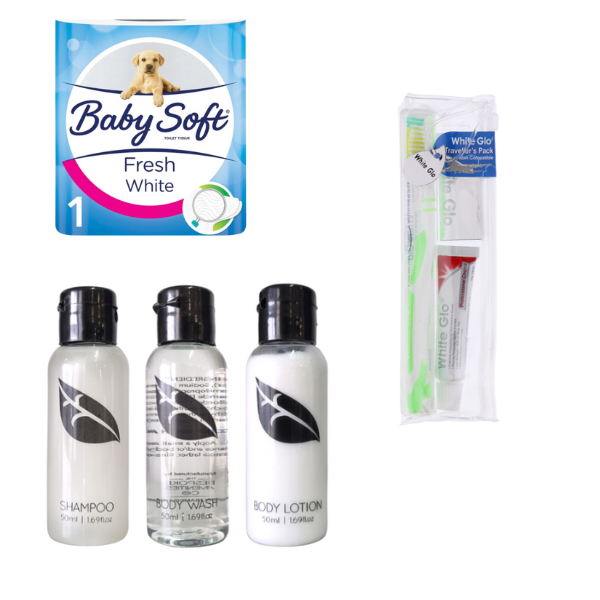Guest Welcome Pack |Bathroom, Beverage &amp; Snack Essentials |Pre-packed