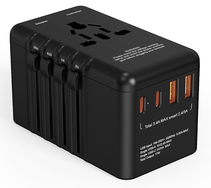 220v to 110v Converter and Adapter for Travel: International Universal Plug