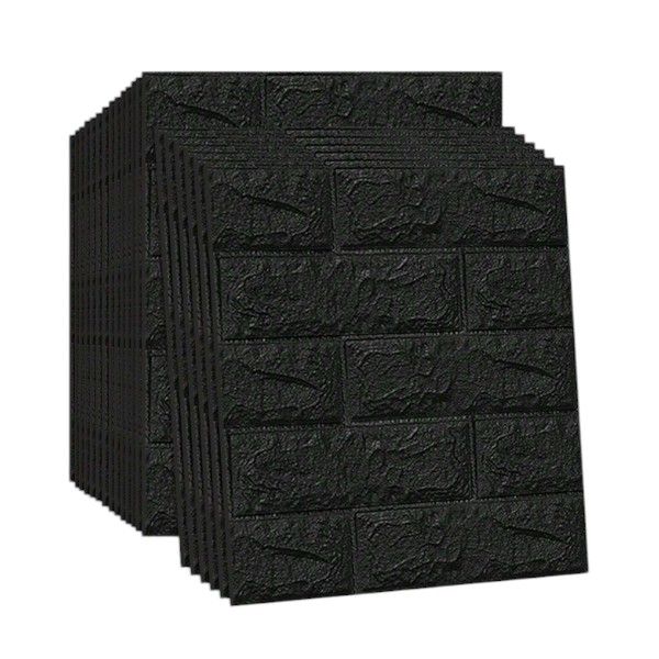 20 Piece 3D Peel and Stick Brick Wall Panels - Black - 35 x 38cm