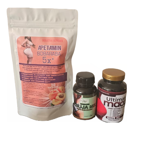 Abuja Mix and Ultimate Maca Caps &amp; Apetamin 30 Tea Bags- Hip &amp; Butt Booster