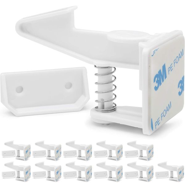 QYNIAL 12 Pack Baby Proof Cabinet Locks Child Safety Drawer Latch