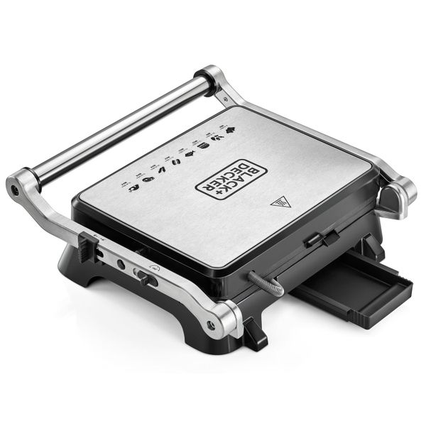 BLACK+DECKER 1400W Electric Contact Grill with Full Flat Grill for Barbecue