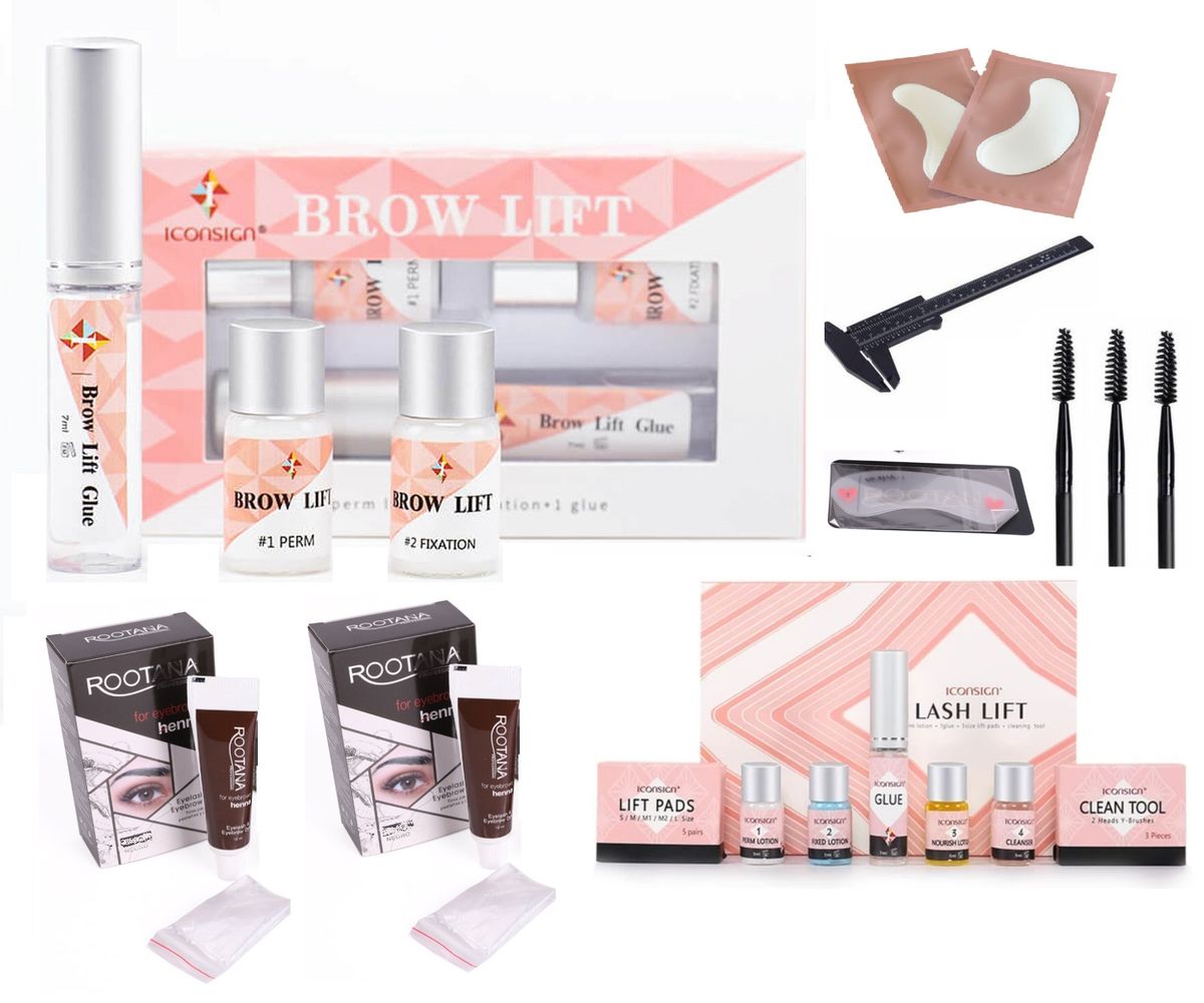 Brow and Lash Lift Laminating Complete Starter Kit with Henna Tint