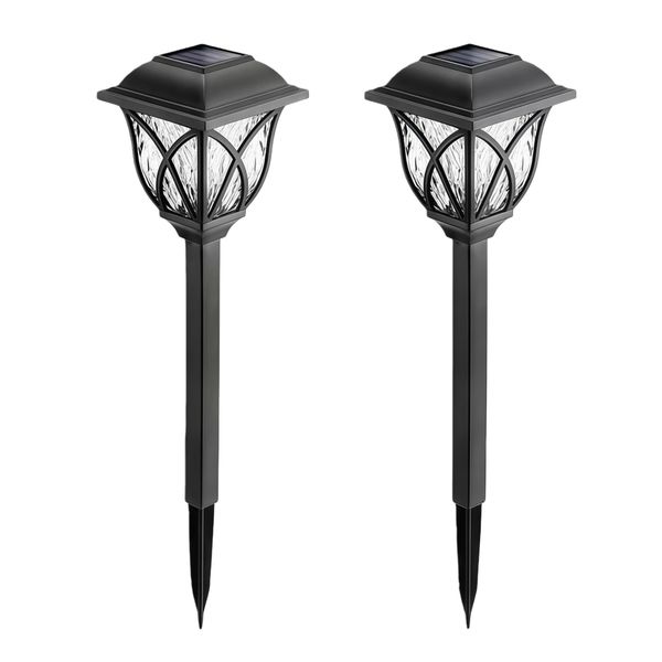 2 Pack Solar Outdoor Lights Waterproof, LED Pathway Lights Warm White