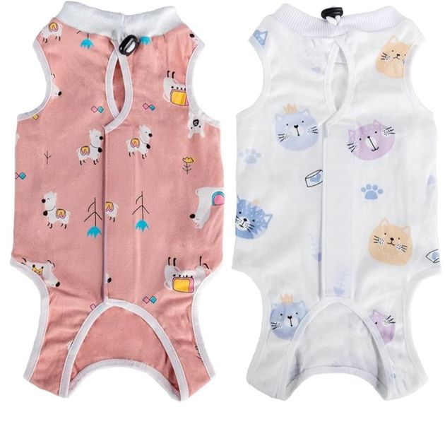 2 Pack Cat Recovery Suit - Breathable Onesie For Cats After Surgery - Medium