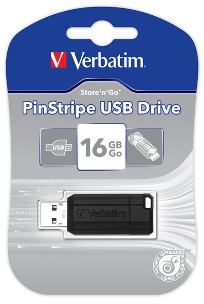 Verbatim PinStripe USB Flash Drive 16GB - Black (49063)