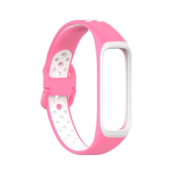 Silicone Sport Strap Compatible with Samsung Galaxy Fit 2 R220-Pink &amp; White