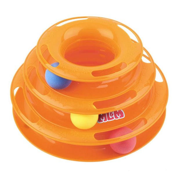 Interactive Triple-Tier Cat Toy Track Ball Tower