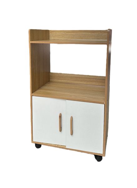 Movable 2-tier wooden sideboard and tea cabinet with doors