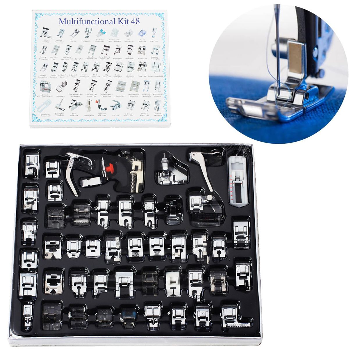 48pcs Professional Domestic Mechanical Sewing Machine Presser Foot Set