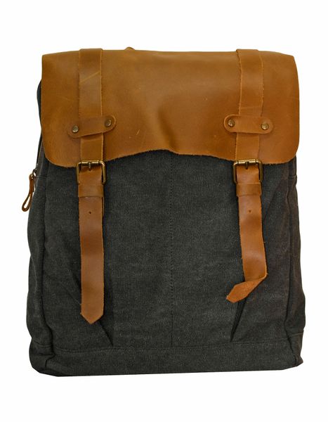 Luvsa SLU-005 Vintage Canvas &amp; Genuine Leather 13 Inch Laptop Backpack