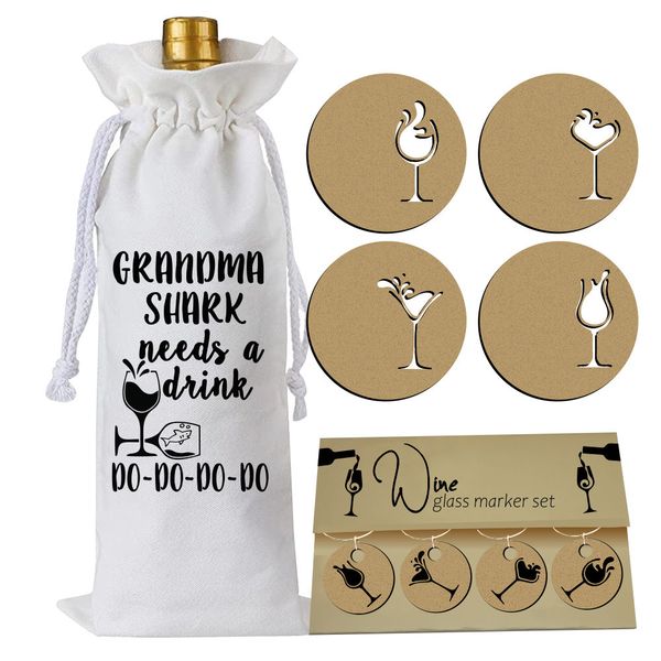 Pappa Joe – Wine Bag Gift Set - Grandma Shark Needs A Drink