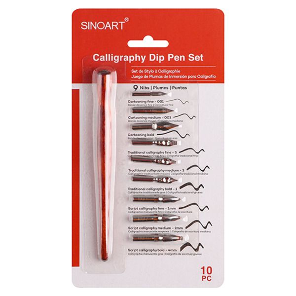 SinoArt Calligraphy Dip Pen Set with Nibs 10pc