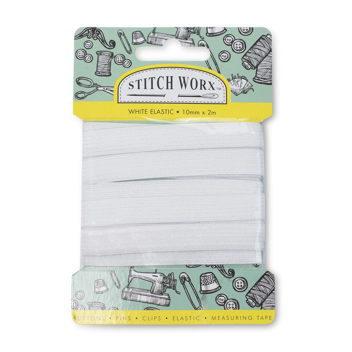 Stitch Worx Elastic Band Sewing Tailoring White 10mmx2m