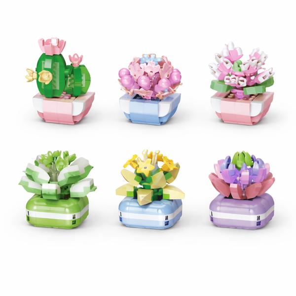 Potted Succulent Building Block Set - Multicolor 6 Pack