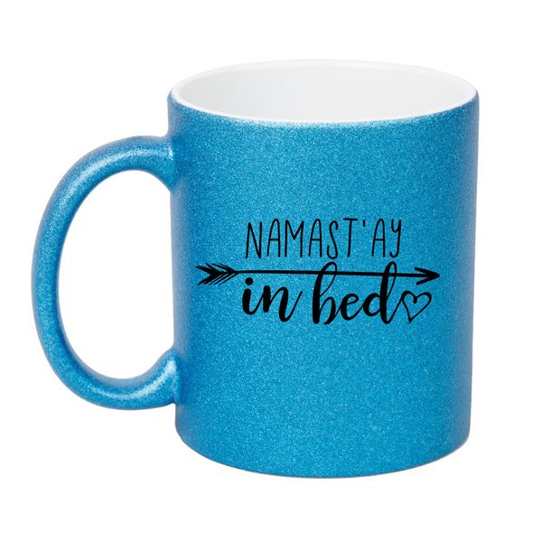 Blue Glitter Mug - Namastay in bed