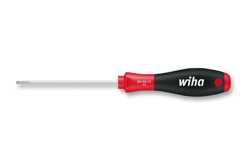 Wiha (302-4) Screwdriver, Slotted, 100 mm Blade, 4 mm Tip, 211 mm Overall