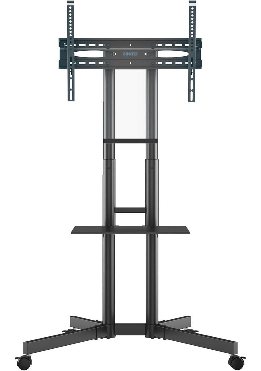 Bontec Mobile TV Trolley Wheel Shelf Stand 3285" Height adjustable